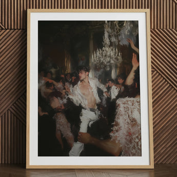 Gay rave, framed man in white dancing, 24x32