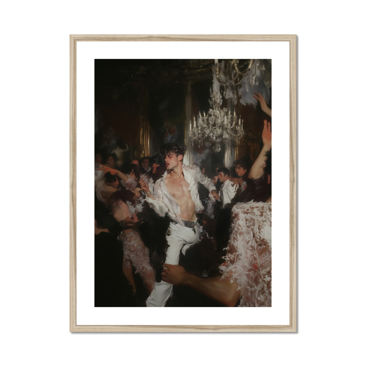 Piqued Gay Rave Aristocracy Art Print, Framed Painting Lively Party Scene