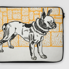 Pitbull - Moriz Jung Lithograph Dog Art Laptop Sleeve, Laptop Sleeve Black White Illustration French Bulldog Yellow