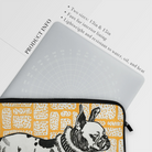 Pitbull - Moriz Jung Lithograph Dog Art Laptop Sleeve, Laptop Sleeve French Bulldog Illustration Yellow Patterned Background