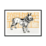 Pitbull - Moriz Jung Vintage Dog Illustration Art Print, Black White Sketch French Bulldog Collar