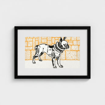 Pitbull - Moriz Jung Vintage Dog Illustration Art Print / Canvas Black-framed Artwork Stylized French Bulldog Bold Black, Jung’s Terrier,