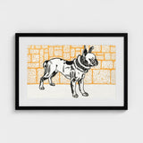 Pitbull - Moriz Jung Vintage Dog Illustration Art Print / Canvas Black-framed Stylized French Bulldog Black, Jung’s Terrier, 20th-century