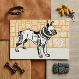 Pitbull - Moriz Jung Vintage Dog Illustration Art Print / Canvas Black-and-white Illustrated French Bulldog Card Orange White Textured