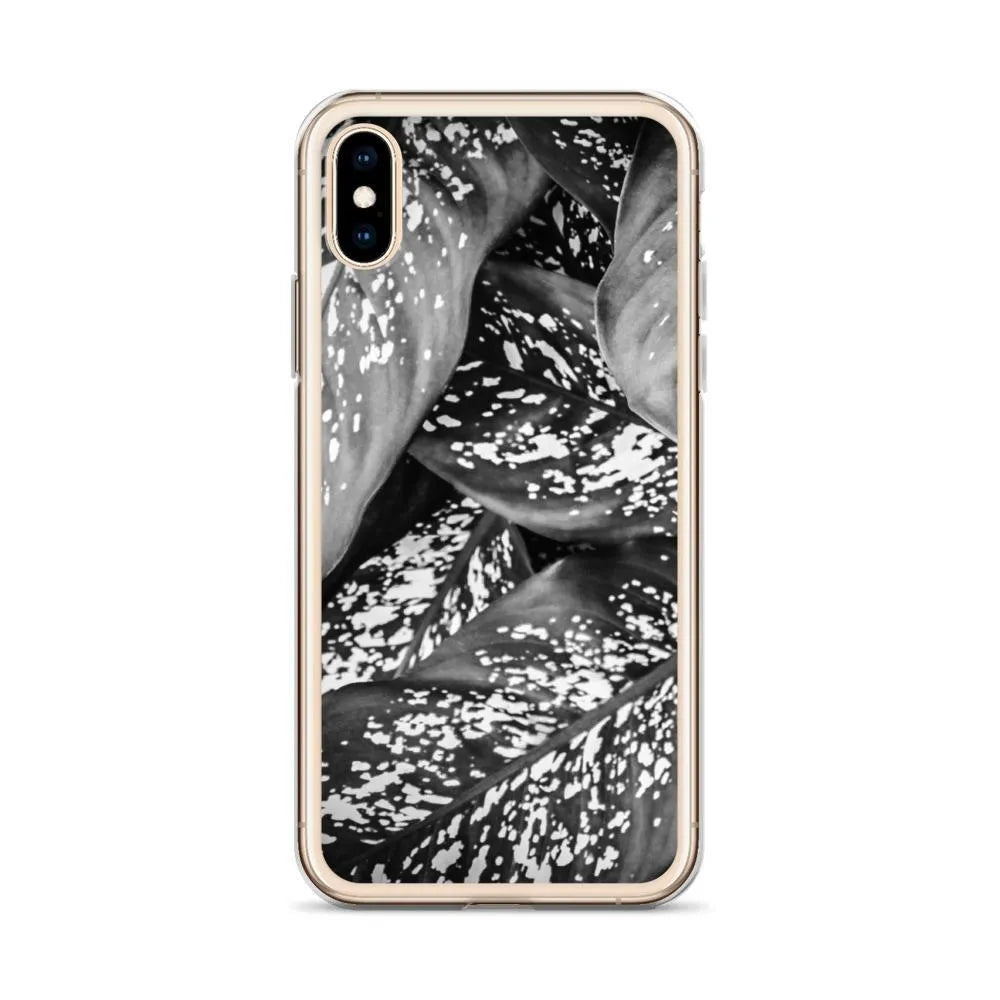 Pitter Splatter Botanical Art Iphone Case - Black And White - Mobile Phone Cases - Aesthetic Art