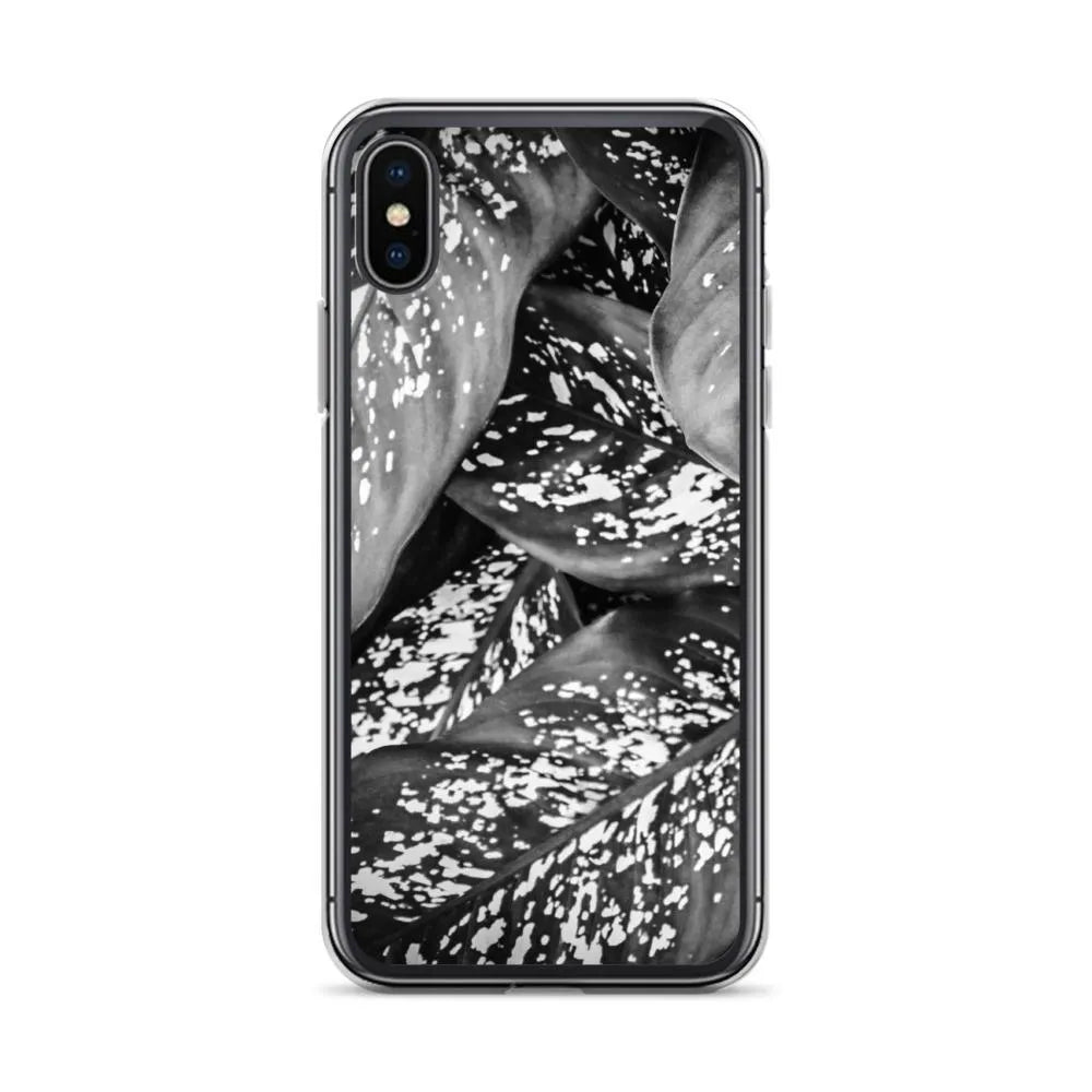 Pitter Splatter Botanical Art Iphone Case - Black And White - Iphone X/xs - Mobile Phone Cases - Aesthetic Art