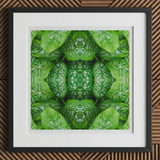 Pitter Splatter - Tropical Leaf Op Art Print, 12x12’’ / 31x31cm / Black Frame / 2’’ Matboard, Framed Botanical Print Vibrant Green