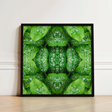 Black-framed Square Art Print Symmetrical Kaleidoscopic Pattern Vibrant Pitter Splatter Tropical, Leaf