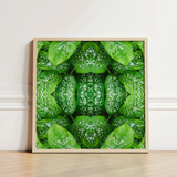 Framed Artwork Symmetrical Kaleidoscopic Pattern Vibrant Green Leaves Pitter Splatter Tropical, Leaf, Art