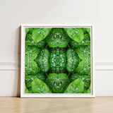 Framed Artwork Symmetrical Kaleidoscopic Pattern Vibrant Green Leaves Pitter Splatter Tropical, Leaf, Art