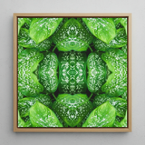 Pitter Splatter - Tropical Leaf Op Art Print / Canvas Square-framed Artwork Vibrant Green Leaf Pattern White Speckles Pitter Splatter