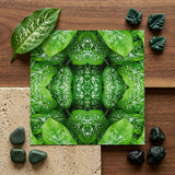 Pitter Splatter - Tropical Leaf Op Art Print / Canvas Square Vibrant Green Leaf-patterned Print White Symmetrical Kaleidoscopic Pitter