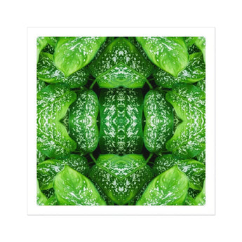 Pitter Splatter - Tropical Leaf Op Art Print, Kaleidoscopic Pattern Created Repeated Wet Lettuce Leaves