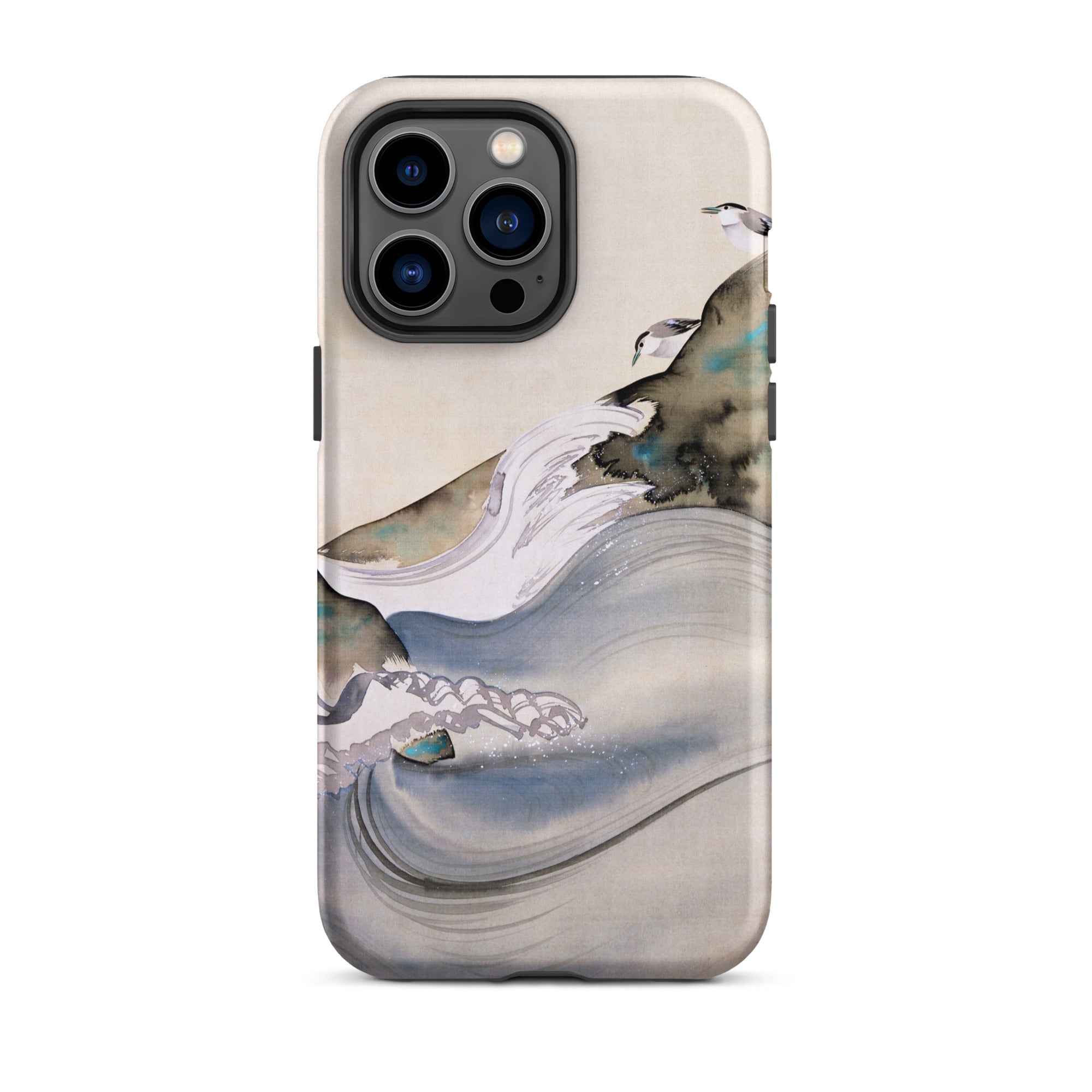 Plovers Rocks and Waves Suzuki Kiitsu Iphone Case, 14 Pro Max / Matte, Watercolor Style Phone Case