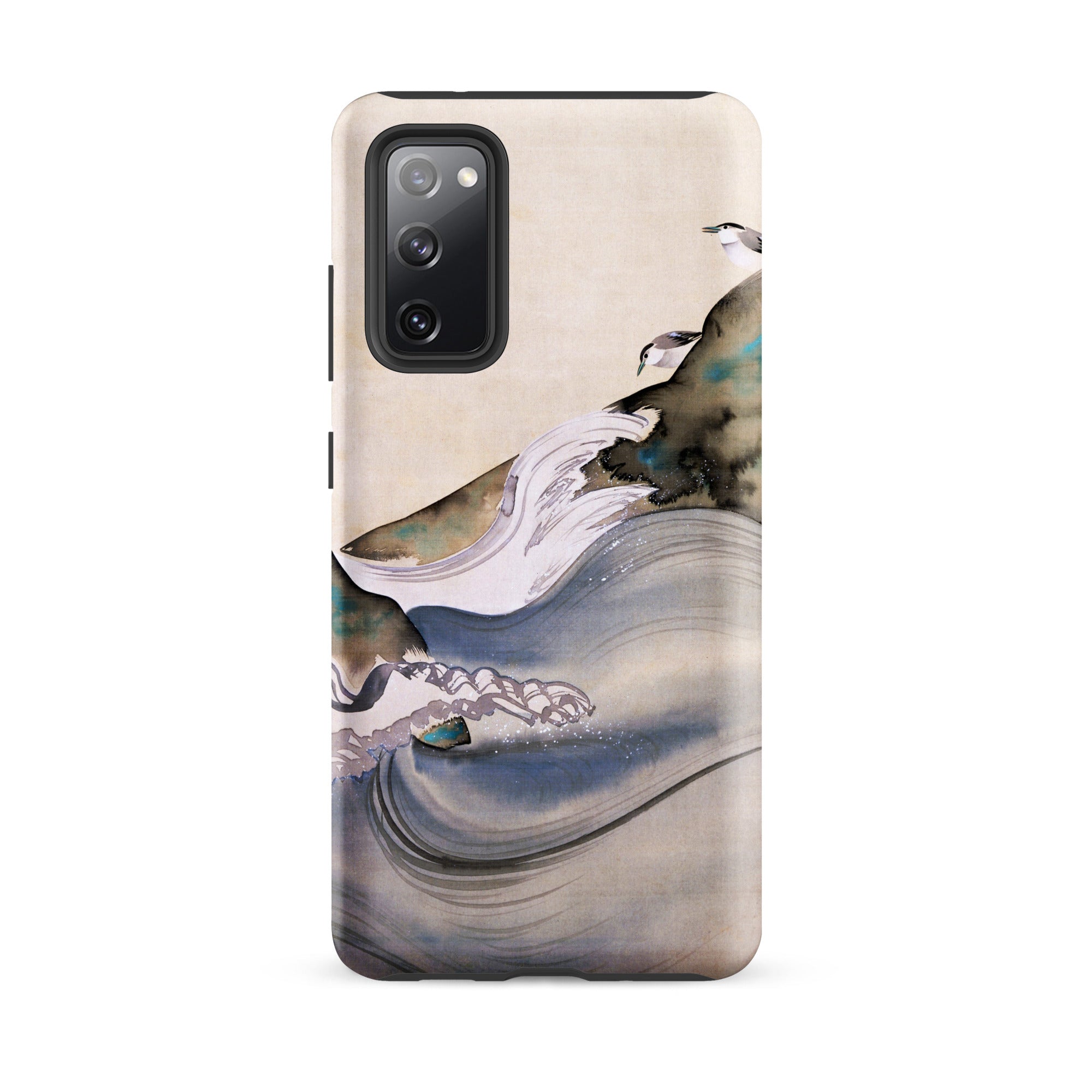 Plovers Rocks and Waves Suzuki Kiitsu Samsung Case, Galaxy S20 Fe / Matte, Phone Case Black Camera Cutout Abstract Watercolor Art