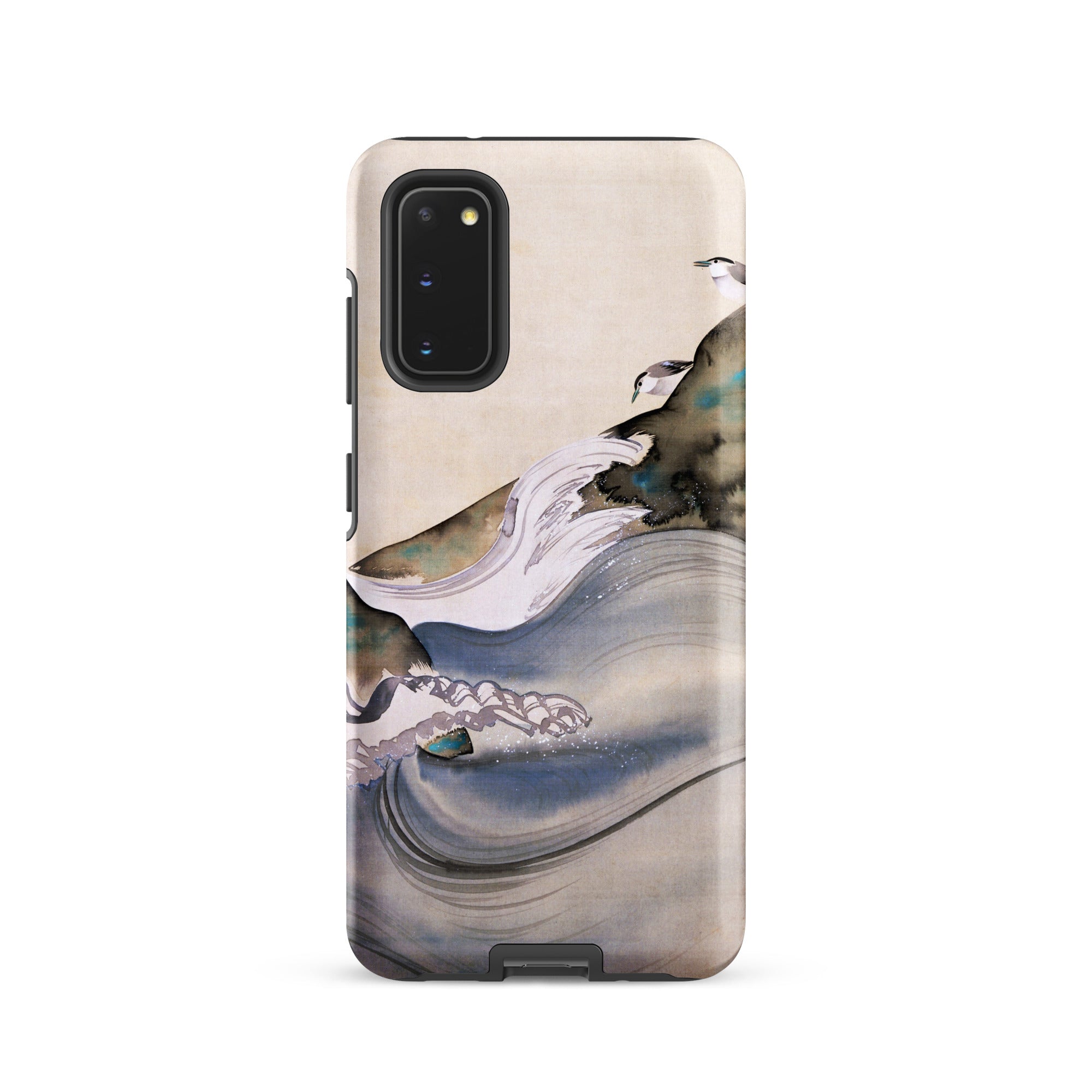 Plovers Rocks and Waves Suzuki Kiitsu Samsung Case, Galaxy S20 / Matte, Beige Blue Phone Case Painted Wave Design