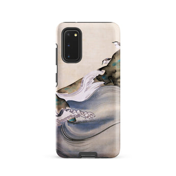 Plovers Rocks and Waves - Suzuki Kiitsu Samsung Case, Galaxy S20 / Matte, Beige Blue Phone Case Painted Wave Design