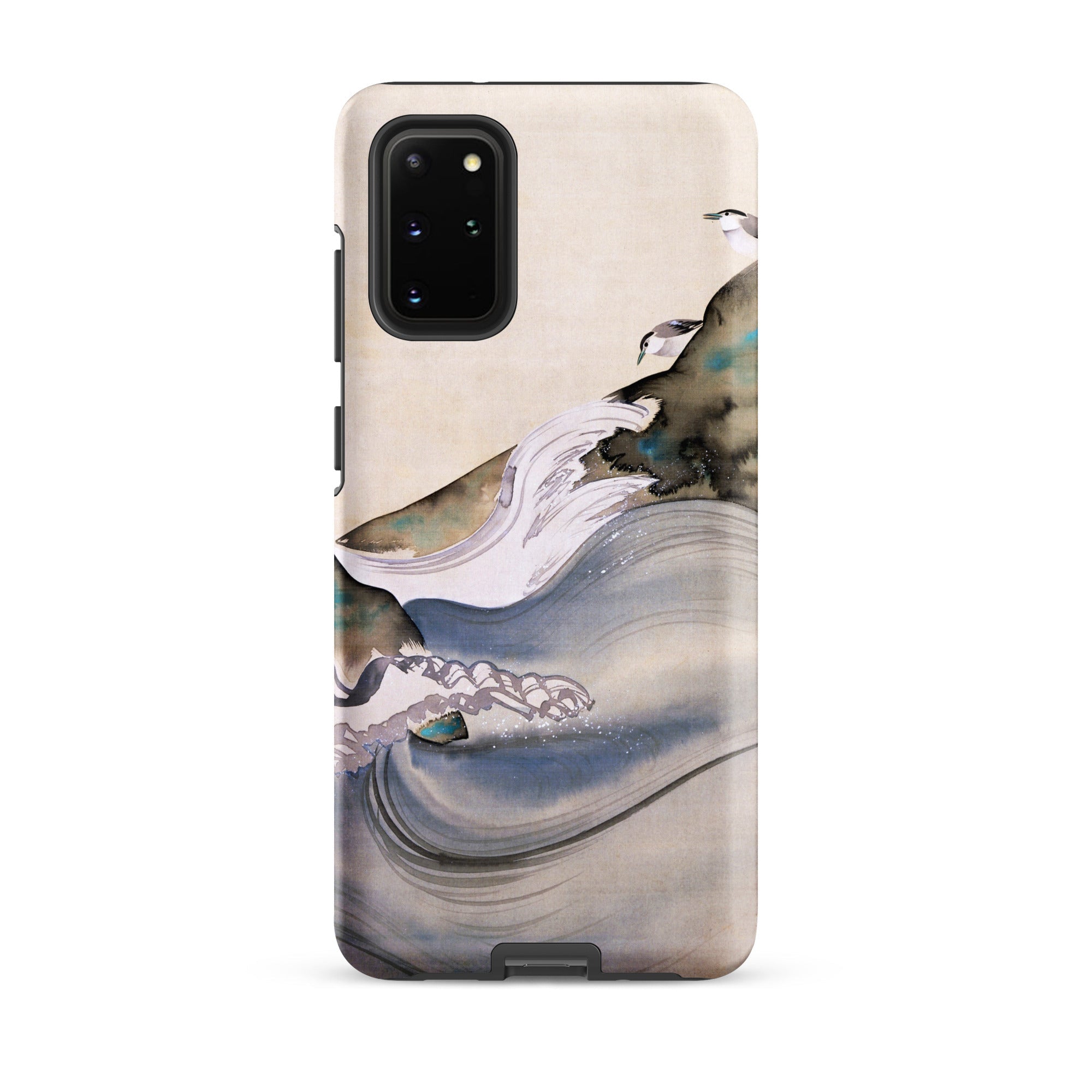 Plovers Rocks and Waves Suzuki Kiitsu Samsung Case, Galaxy S20 Plus / Matte, Phone Case Watercolor Style Depiction Waves Landscape