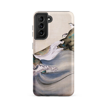 Plovers Rocks and Waves - Suzuki Kiitsu Samsung Case, Galaxy S21 Fe / Matte, Smartphone Case Abstract Watercolor Design Waves Birds