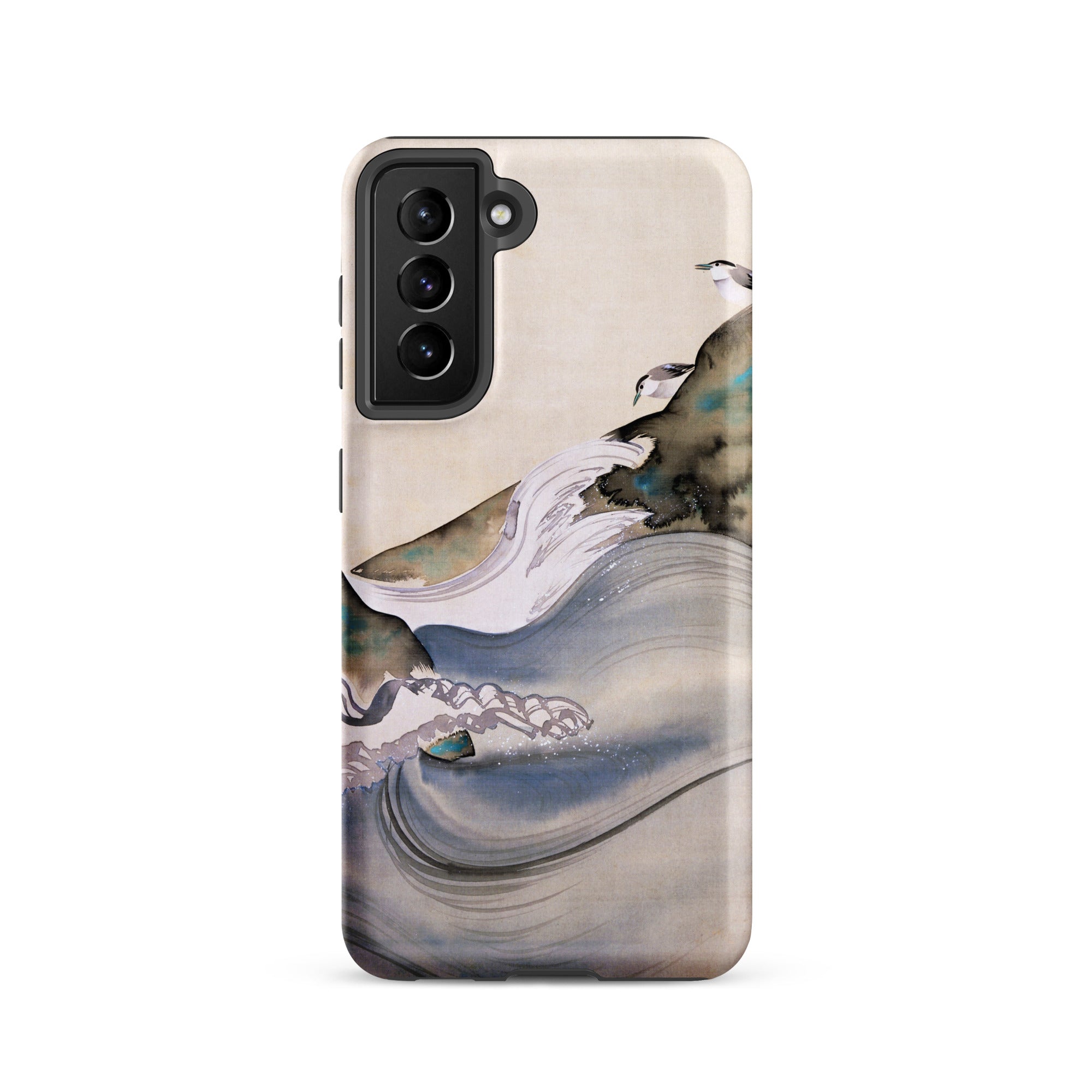 Plovers Rocks and Waves Suzuki Kiitsu Samsung Case, Galaxy S21 / Matte, Smartphone Case Abstract Landscape Design