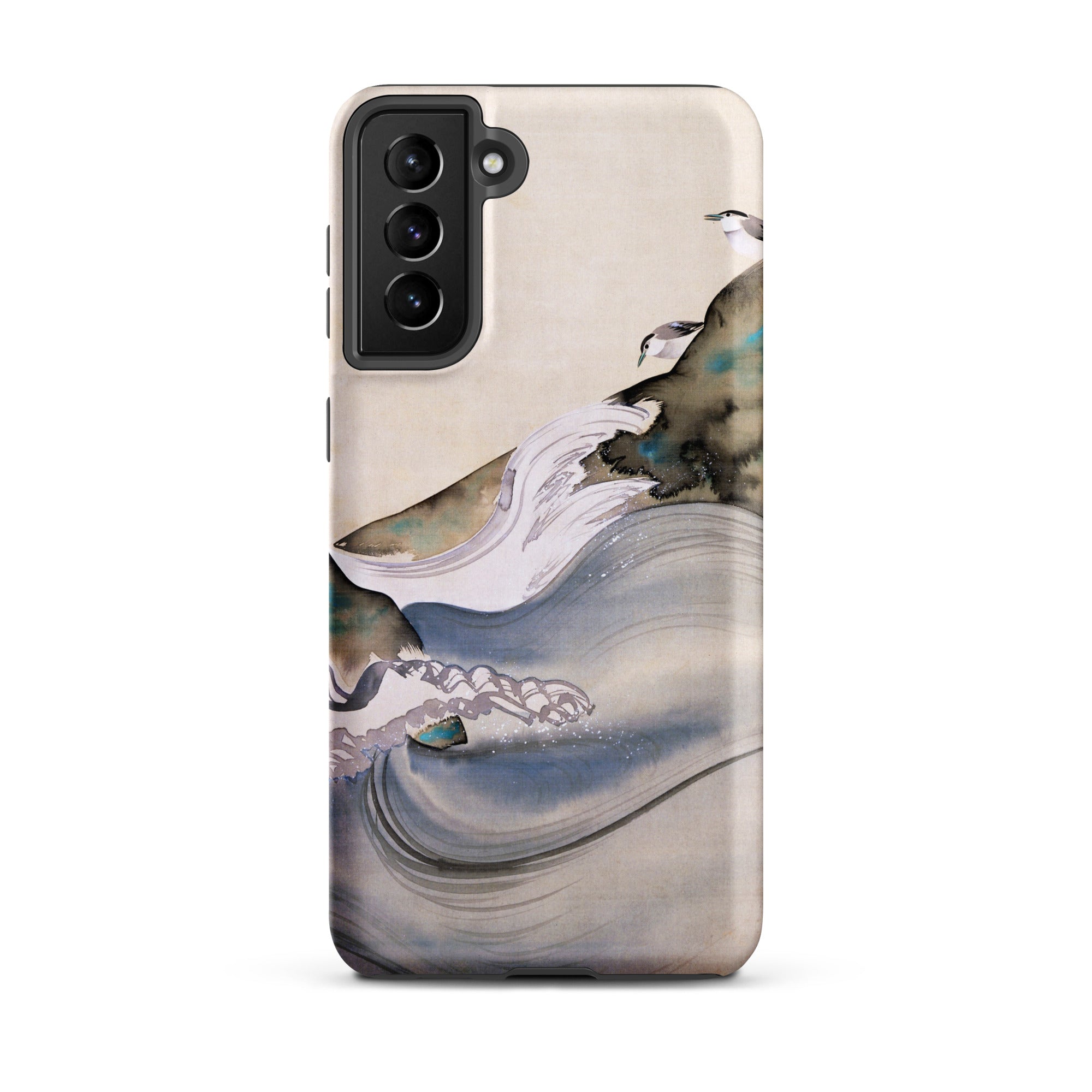 Plovers Rocks and Waves Suzuki Kiitsu Samsung Case, Galaxy S21 Plus / Matte, Smartphone Case Abstract Nature Inspired Design Waves Rocks