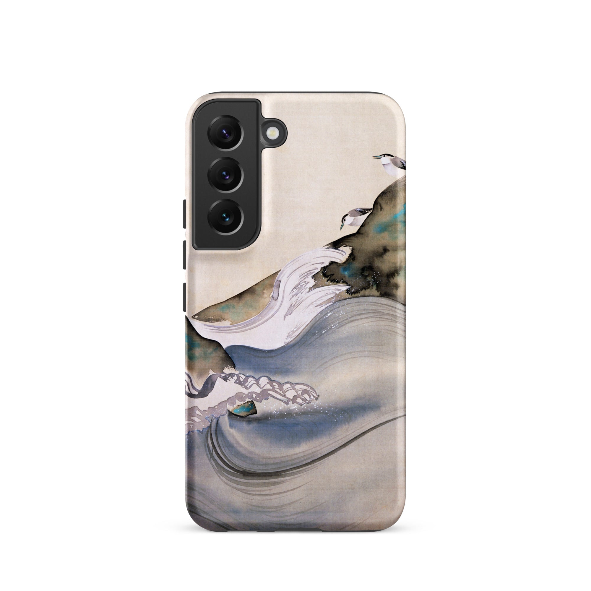 Plovers Rocks and Waves Suzuki Kiitsu Samsung Case, Galaxy S22 / Matte, Smartphone Case Stylized Watercolor Like Depiction Waves Coastal