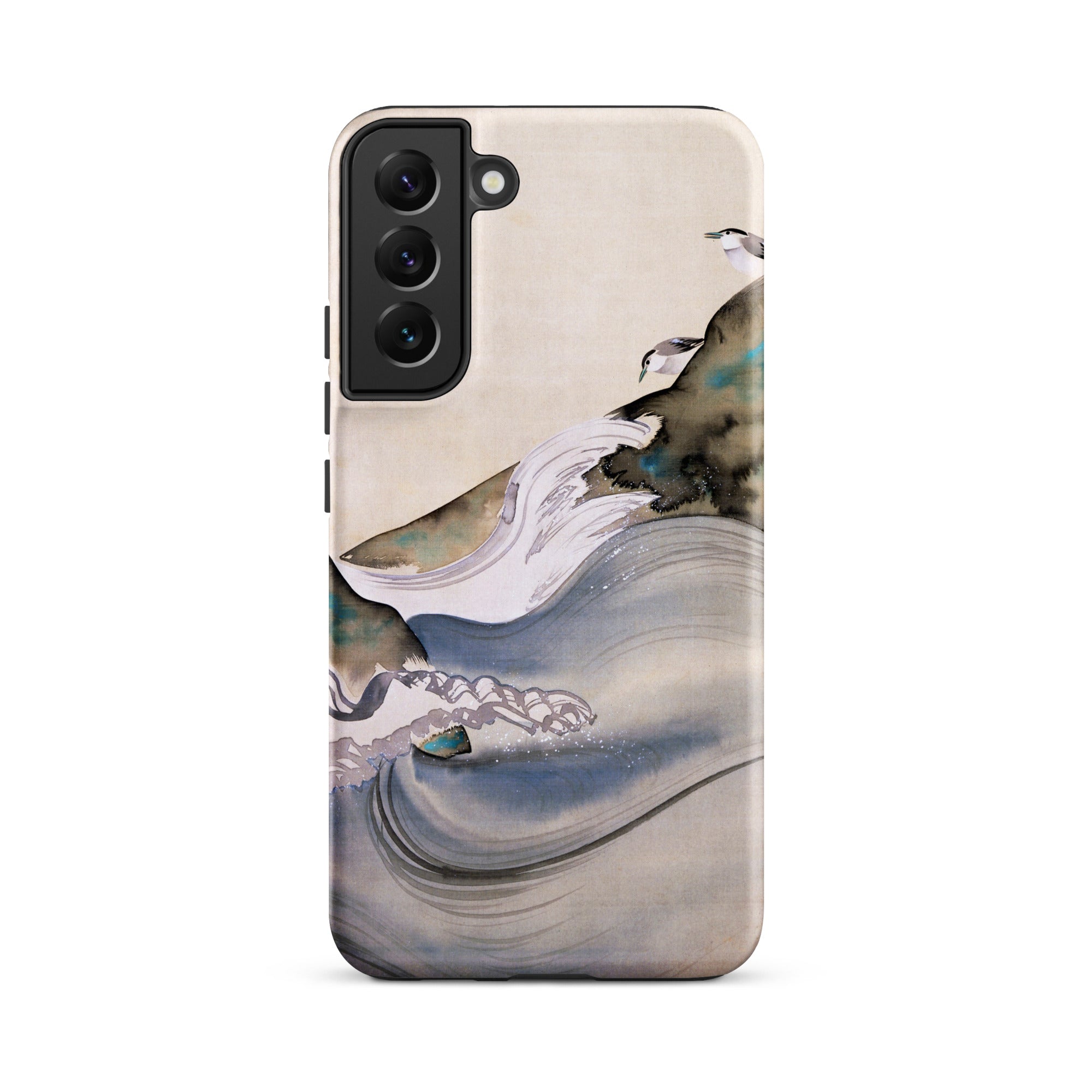 Plovers Rocks and Waves Suzuki Kiitsu Samsung Case, Galaxy S22 Plus / Matte, Smartphone Case Abstract Nature Inspired Design Waves Birds