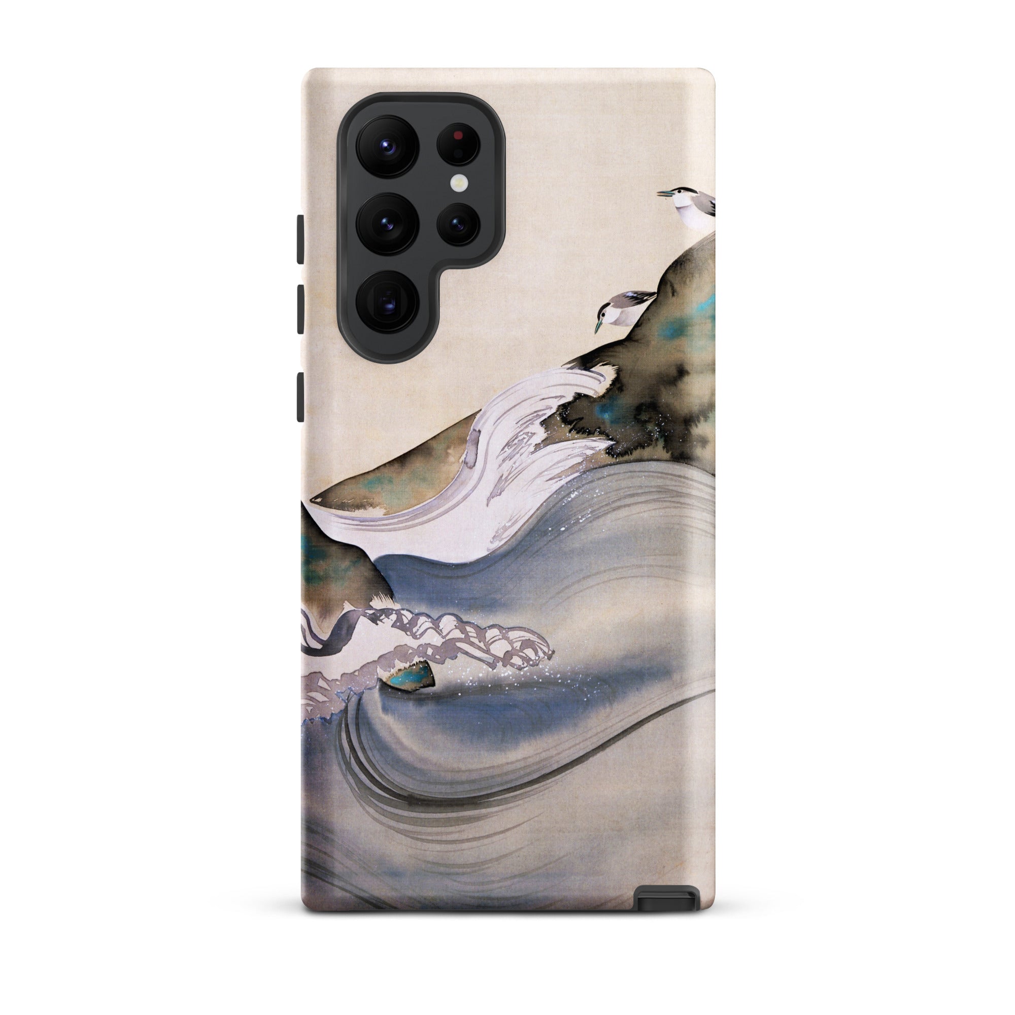 Plovers Rocks and Waves Suzuki Kiitsu Samsung Case, Galaxy S22 Ultra / Matte, Phone Case Stylized Watercolor Painting Waves Abstract
