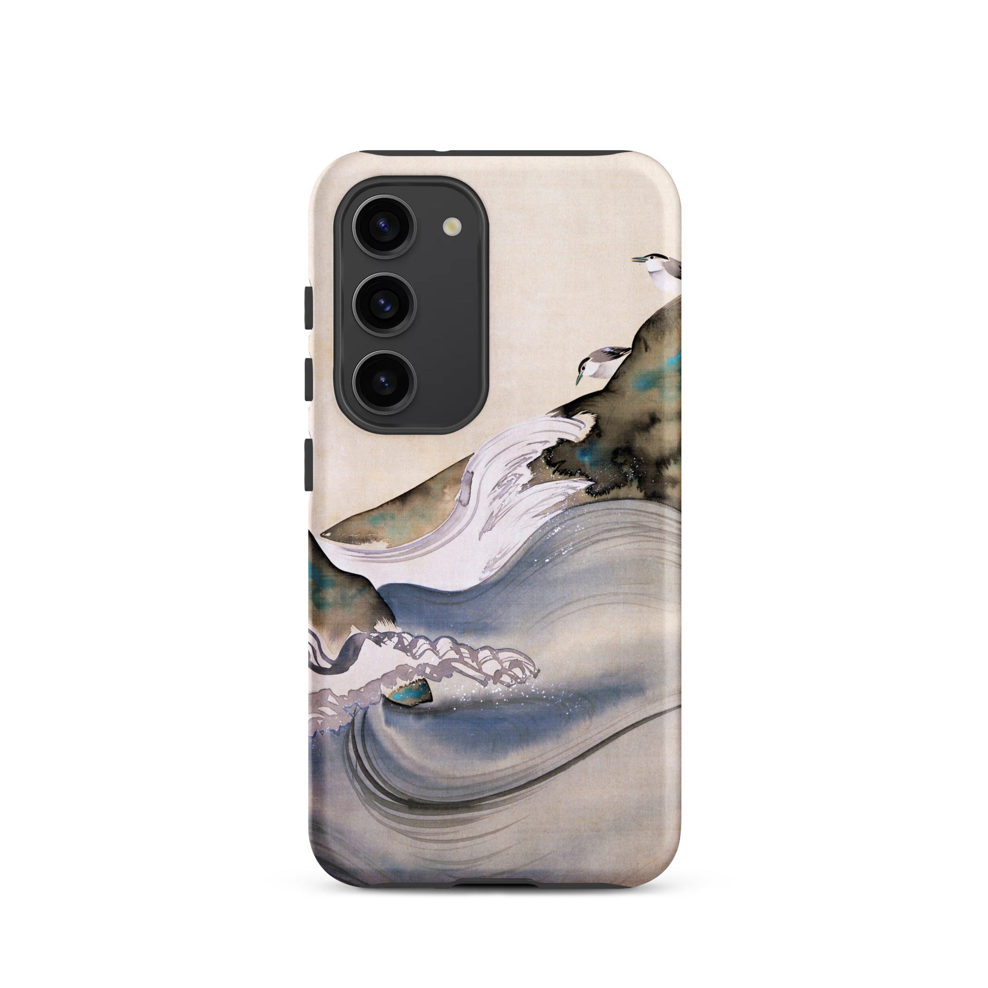 Plovers Rocks and Waves Suzuki Kiitsu Samsung Case, Galaxy S23 / Matte, Smartphone Nature Themed Watercolor Art Case