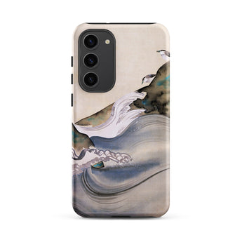 Plovers Rocks and Waves - Suzuki Kiitsu Samsung Case, Galaxy S23 Plus / Matte, Smartphone Case Abstract Watercolor-style Design Waves