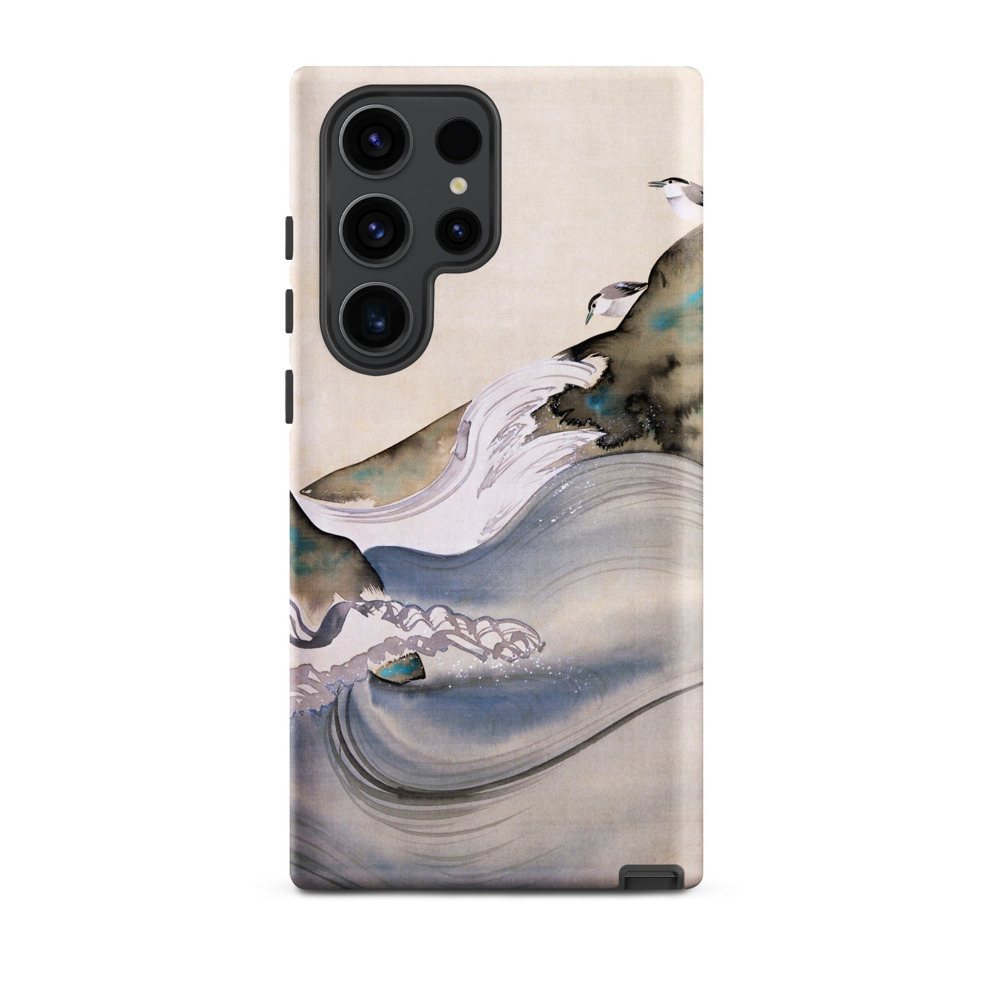Plovers Rocks and Waves Suzuki Kiitsu Samsung Case, Galaxy S23 Ultra / Matte, Smartphone Case Abstract Landscape Design Mountains Waves