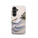 Plovers Rocks and Waves - Suzuki Kiitsu Samsung Case, Galaxy S24 / Matte, White Smartphone Case Blue Grey Brown Abstract Watercolor