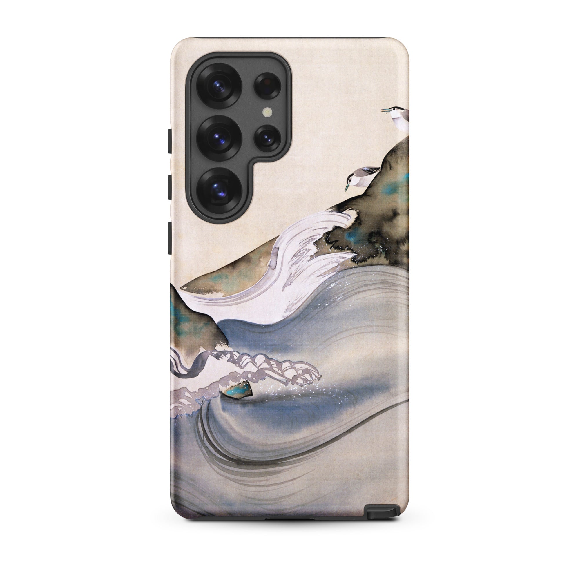Plovers Rocks and Waves Suzuki Kiitsu Samsung Case, Galaxy S25 Ultra / Matte, Smartphone Nature Themed Case Mountains Waves Birds