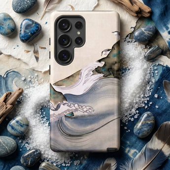 Plovers Rocks and Waves - Suzuki Kiitsu Samsung Galaxy Case, Mobile Phone Cases, Toby Leon