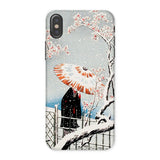 Plum Tree in Snow - Hiroaki Takahashi Shin-hanga Iphone Case, x / Matte, Phone Case Japanese-style Winter Scene Figure Umbrella Cherry