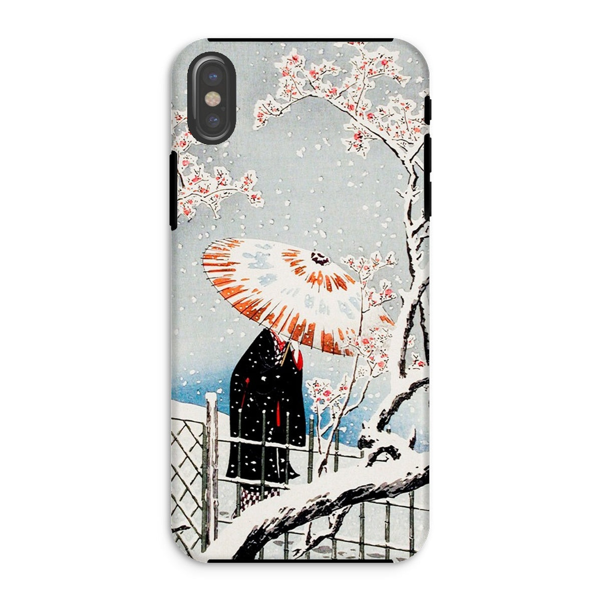 Plum Tree in Snow Hiroaki Takahashi Shin Hanga Iphone Case, Xs / Matte, Phone Case Japanese Style Winter Scene Figure Umbrella Cherry