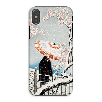 Plum Tree in Snow - Hiroaki Takahashi Shin-hanga Iphone Case, Xs / Matte, Phone Case Japanese-style Winter Scene Figure Umbrella Cherry