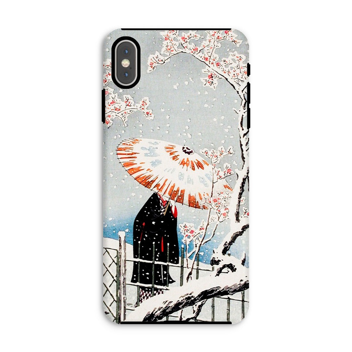 Plum Tree in Snow Hiroaki Takahashi Shin Hanga Iphone Case, Xs Max / Matte, Iphone Case Japanese Style Winter Scene Figure Umbrella