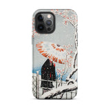 Plum Tree in Snow - Hiroaki Takahashi Shin-hanga Phone Case Iphone 12 Pro Max / Matte Artistic Phone Case Serene Winter Wonderland,
