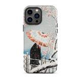 Plum Tree in Snow - Hiroaki Takahashi Shin-hanga Phone Case Iphone 13 Pro Max / Matte Artistic Phone Case Serene Winter Wonderland,