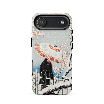 Plum Tree in Snow - Hiroaki Takahashi Shin-hanga Phone Case Iphone 17 Air / Matte Iphone 12 Case Cherry Blossom Design Black White Serene