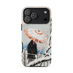 Plum Tree in Snow - Hiroaki Takahashi Shin-hanga Phone Case Iphone 17 Pro Max / Matte Black Umbrella Phone Case Cherry Blossom Design