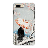 Plum Tree in Snow - Hiroaki Takahashi Shin-hanga Phone Case Iphone 8 Plus / Matte Phone Case Japanese-style Winter Scene Figure Umbrella