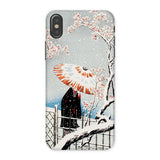 Plum Tree in Snow - Hiroaki Takahashi Shin-hanga Phone Case Iphone x / Matte Phone Case Japanese-style Winter Scene Figure Umbrella Cherry