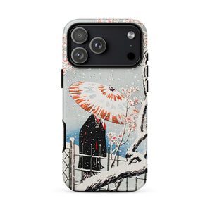 Plum Tree in Snow - Hiroaki Takahashi Shin-hanga Phone Case Iphone 17 Pro Max / Matte Black Umbrella Phone Case Cherry Blossom Design