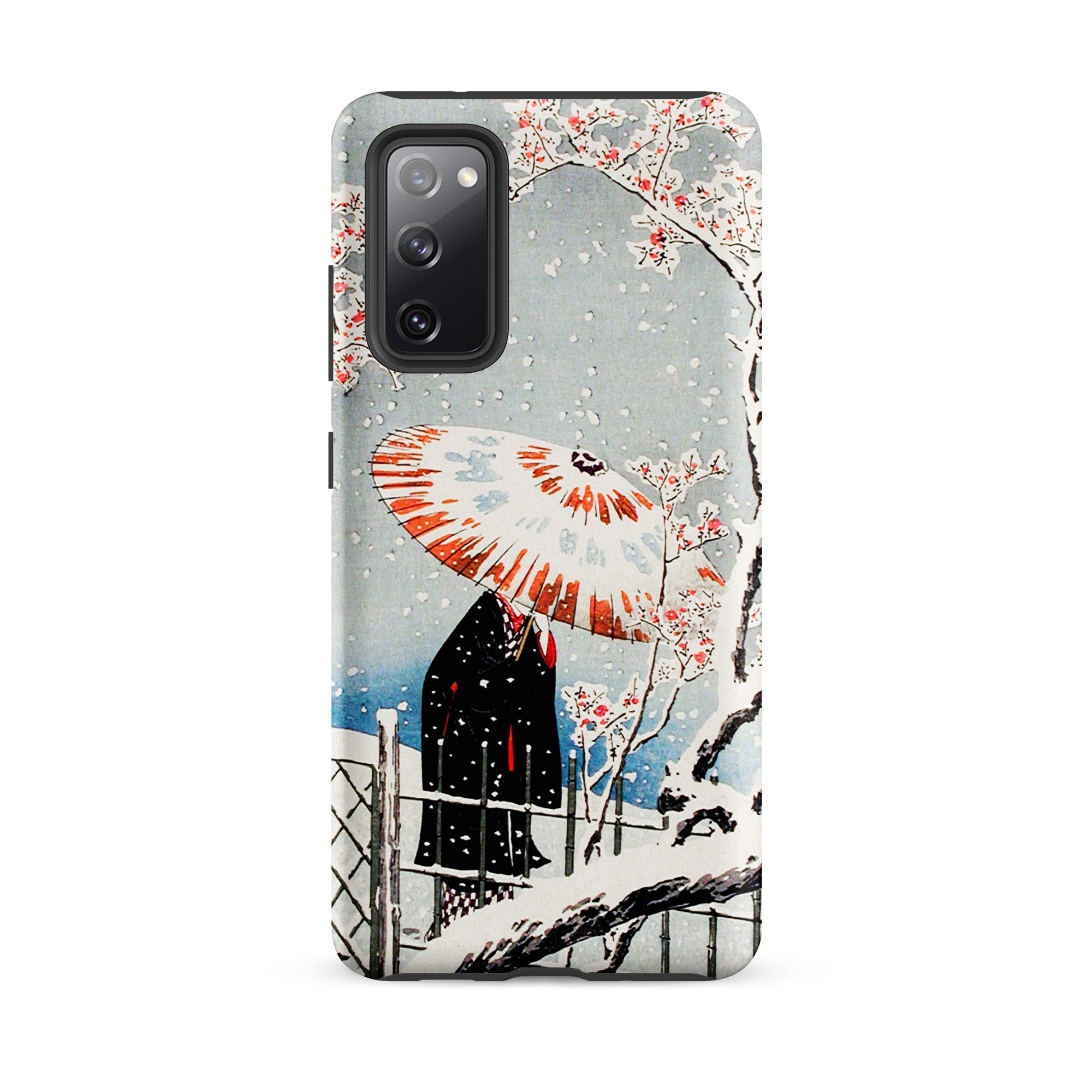 Plum Tree in Snow Hiroaki Takahashi Shin Hanga Samsung Case, Galaxy S20 Fe / Matte, Smartphone Nature Themed Protective Case