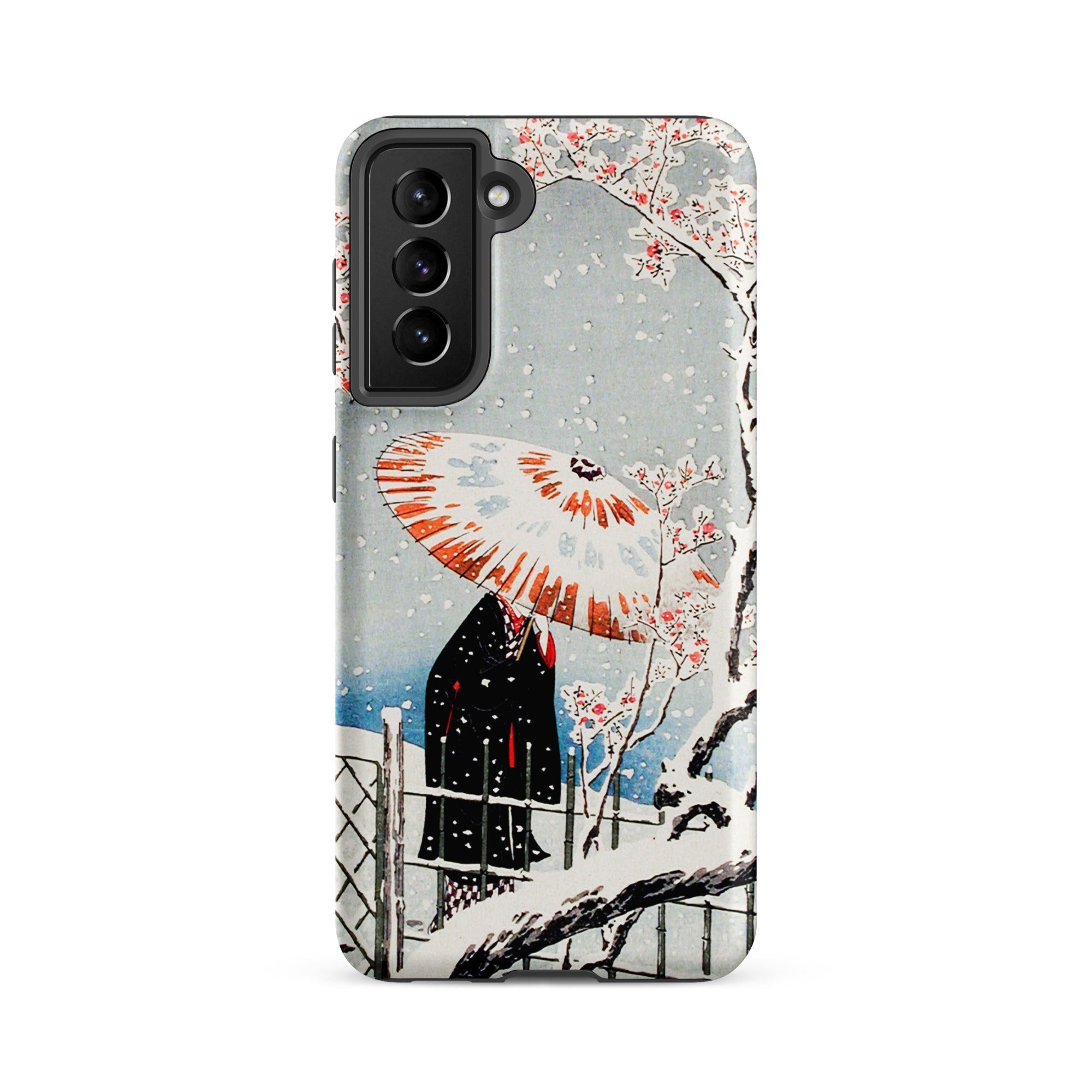 Plum Tree in Snow Hiroaki Takahashi Shin Hanga Samsung Case, Galaxy S21 Fe / Matte, Phone Case Traditional Japanese Winter Scene Person