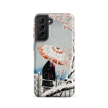 Plum Tree in Snow - Hiroaki Takahashi Shin-hanga Samsung Case, Galaxy S21 / Matte, Phone Case Japanese-style Painting Person Umbrella Snowy