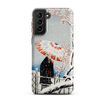 Plum Tree in Snow - Hiroaki Takahashi Shin-hanga Samsung Case, Galaxy S21 Plus / Matte, Smartphone Case Japanese-style Winter Scene Person