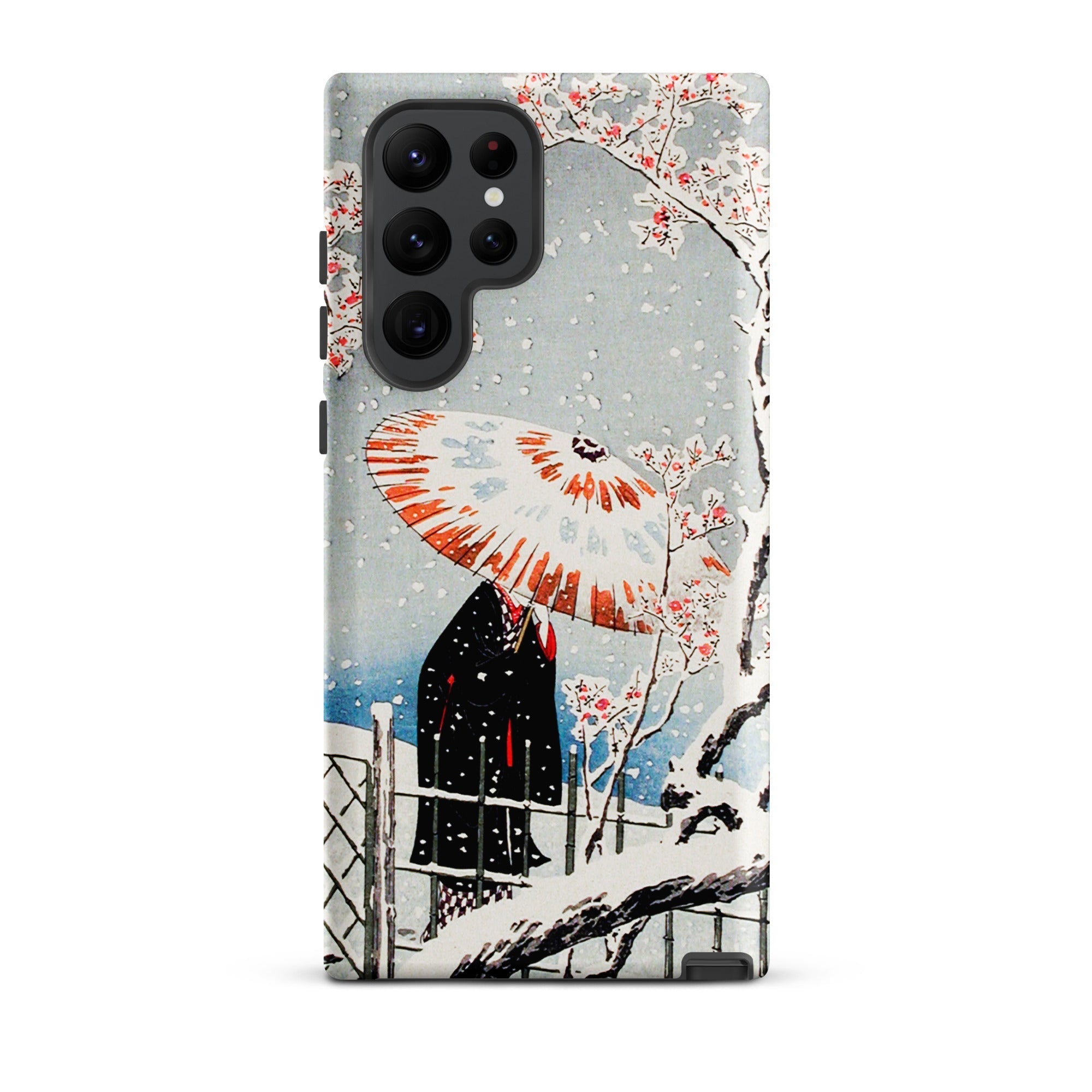 Plum Tree in Snow Hiroaki Takahashi Shin Hanga Samsung Case, Galaxy S22 Ultra / Matte, Smartphone Case Japanese Style Art Print Person
